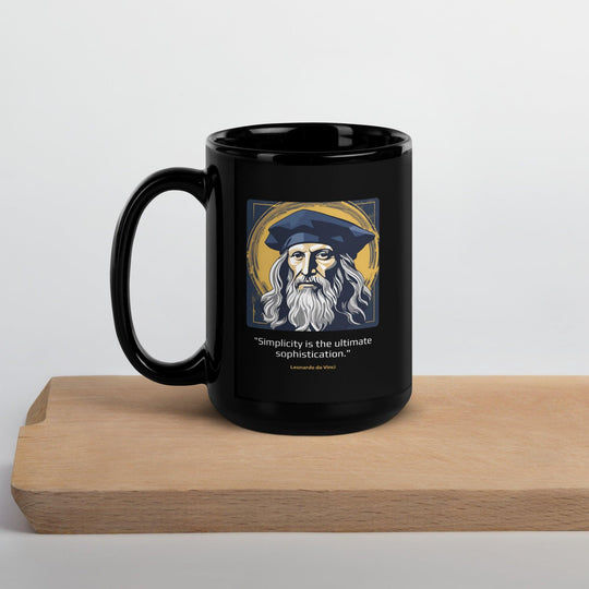 Black Glossy Mug: "Simplicity is the ultimate sophistication." (da Vinci) - LeadershipQuotes.com