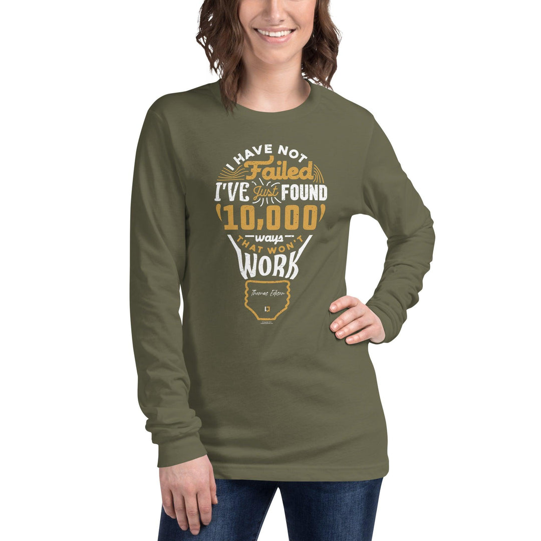 Unisex Long Sleeve Tee: "10,000 Ways" (Edison) - LeadershipQuotes.com