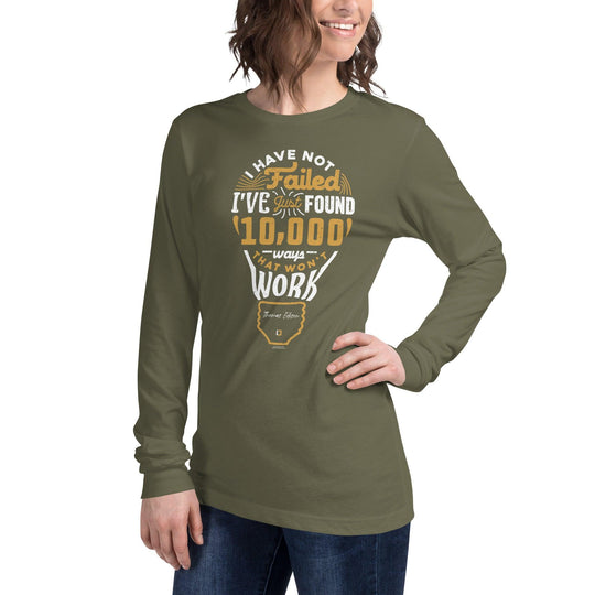 Unisex Long Sleeve Tee: "10,000 Ways" (Edison) - LeadershipQuotes.com