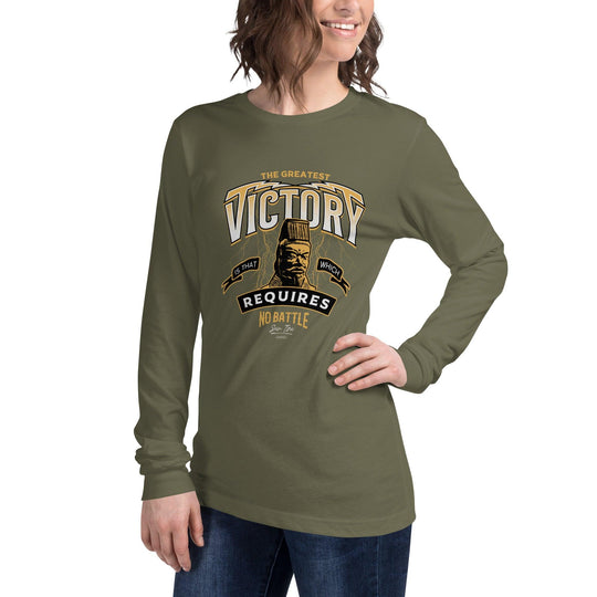 Unisex Long Sleeve Tee: "The greatest victory is that which requires no battle." (Tzu) - LeadershipQuotes.com