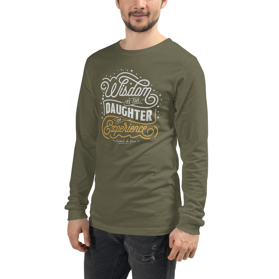 Unisex Long Sleeve T-Shirt: "Wisdom is the daughter of experience" (da Vinci) - LeadershipQuotes.com