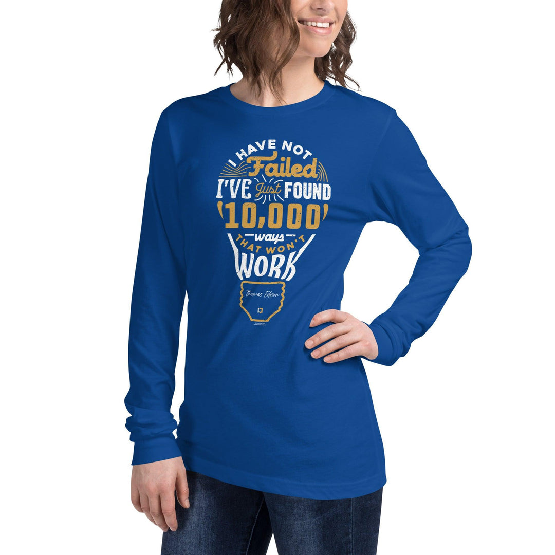 Unisex Long Sleeve Tee: "10,000 Ways" (Edison) - LeadershipQuotes.com