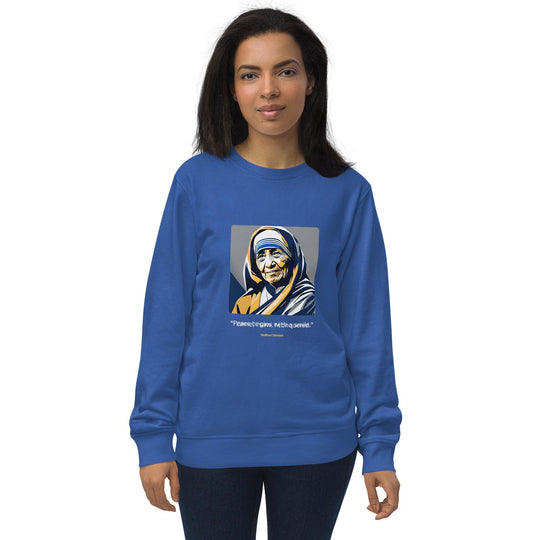 Unisex Organic Sweatshirt: "Peace begins with a smile." (Mother Teresa) - LeadershipQuotes.com